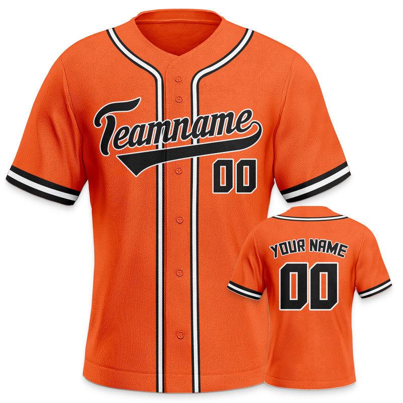 Custom Orange Black-White Authentic Baseball Jersey