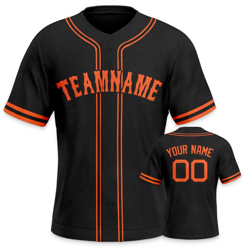 Custom Black Orange Authentic Baseball Jersey-2