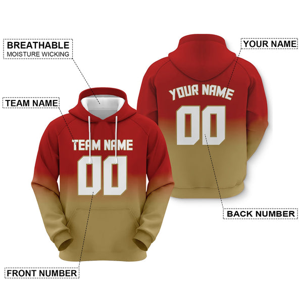 Custom Red White-Gold  Sports Pullover Sweatshirt Split Fashion Football Hoodie2