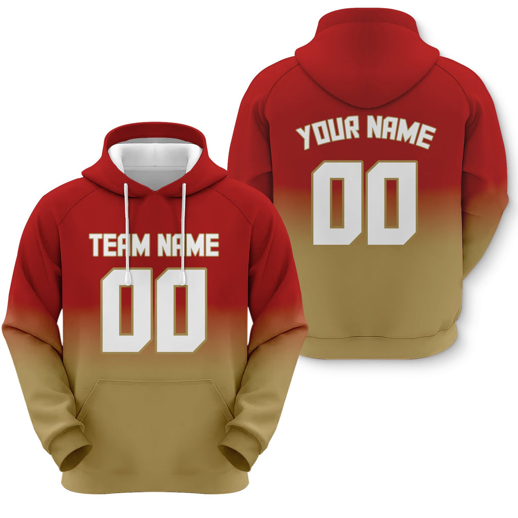 Custom Red White-Gold  Sports Pullover Sweatshirt Split Fashion Football Hoodie2