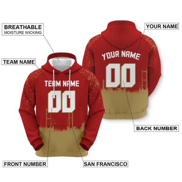 Custom Sports Pullover Sweatshirt  Graffiti City San Francisco Fashion Football Hoodie2