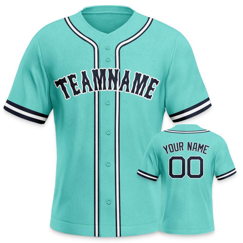 Custom Aqua Navy-White Authentic Baseball Jersey-2