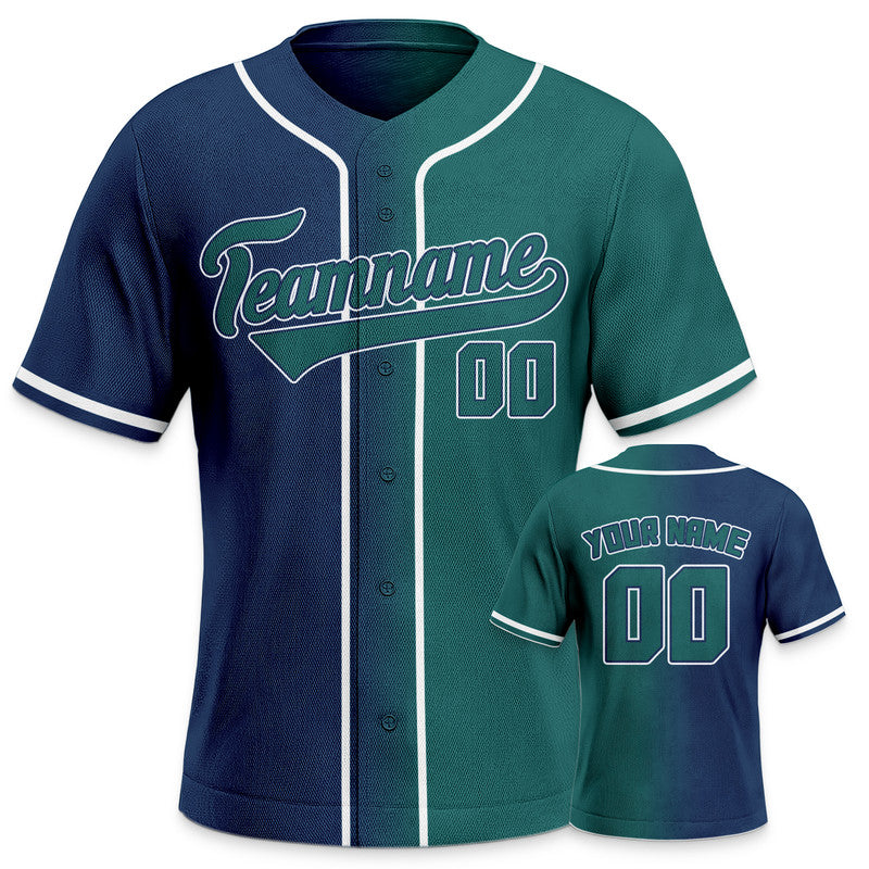 Custom Aqua Navy-White Authentic Split Fashion Baseball Jersey