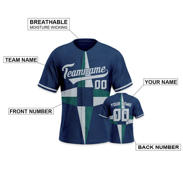 Custom Navy Aqua-Gray Creative  Cool Concept Authentic Baseball Jersey