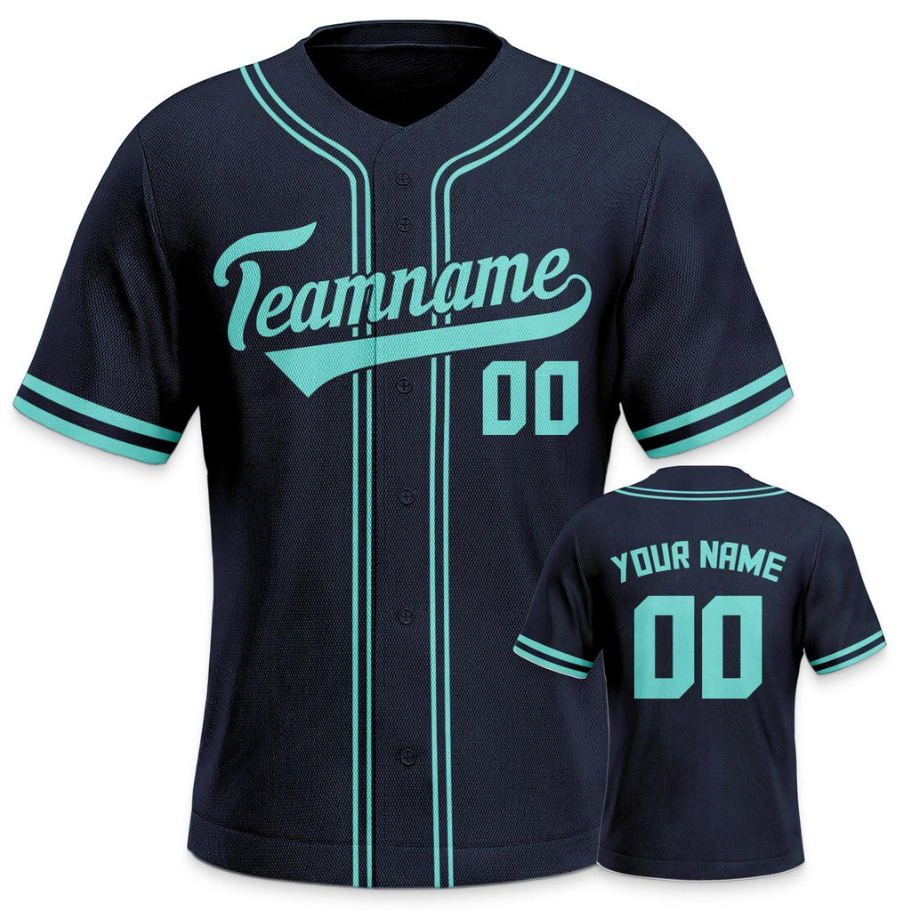 Custom Navy Aqua Authentic Classic Baseball Jersey