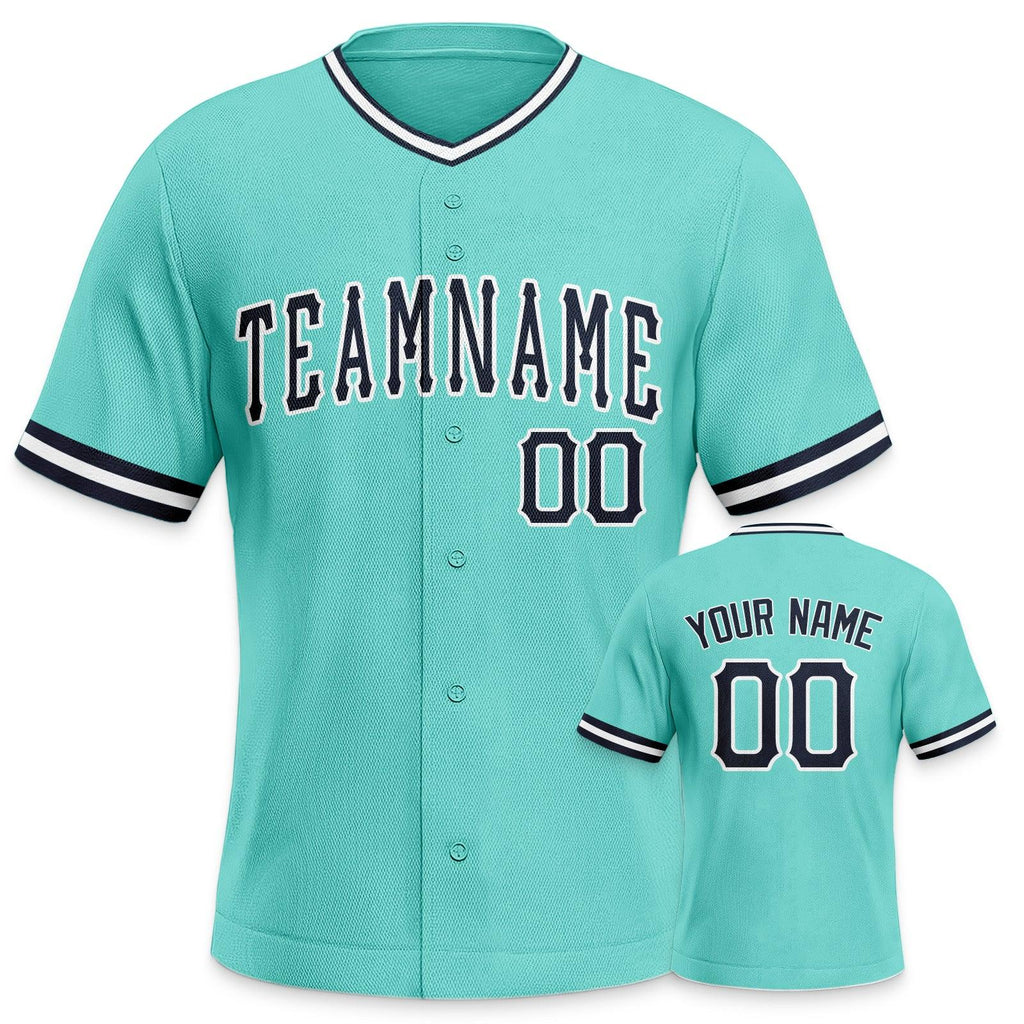 Custom Aqua Navy-White Authentic Baseball Jersey-1