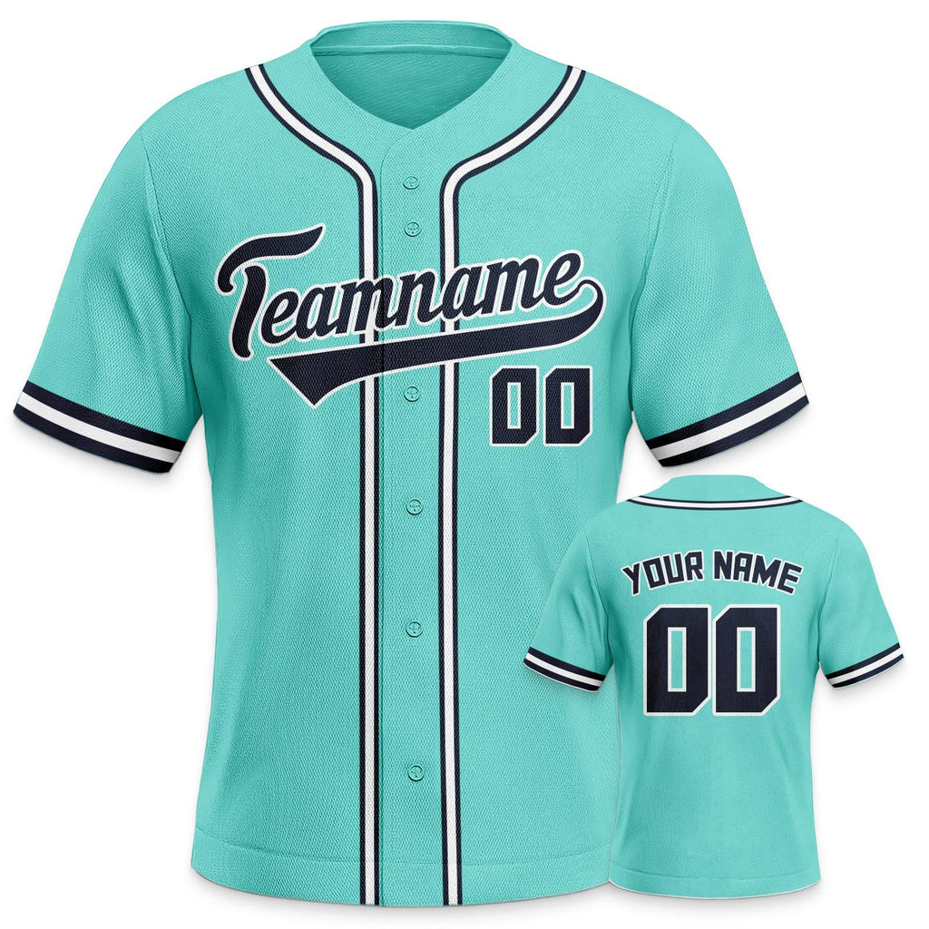 Custom Aqua Navy-White Authentic Classic Baseball Jersey