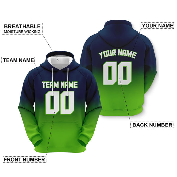 Custom Navy White-Neon Green Sports Pullover Sweatshirt Split Fashion Football Hoodie