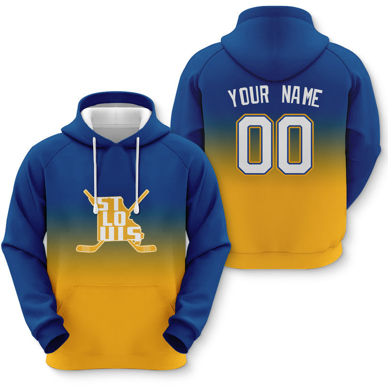 Custom Sports Pullover Sweatshirt Hockey Split Map St Louis Fashion Hoodie