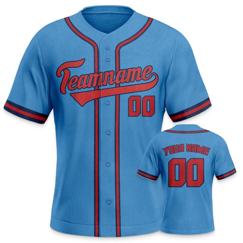 Custom Powder Blue Red Authentic Baseball Jersey