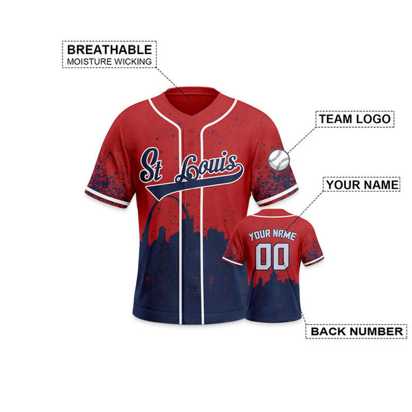 Custom 3D Graffiti Red Navy-White Authentic Baseball Silhouette Jersey