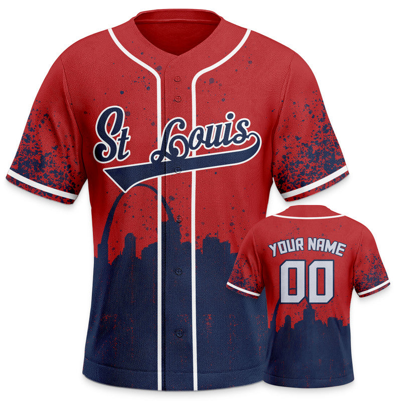 Custom 3D Graffiti Red Navy-White Authentic Baseball Silhouette Jersey