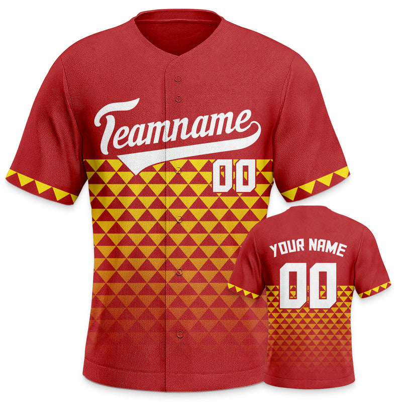 Custom Red White-Gold Creative  Cool Concept Authentic Baseball Jersey