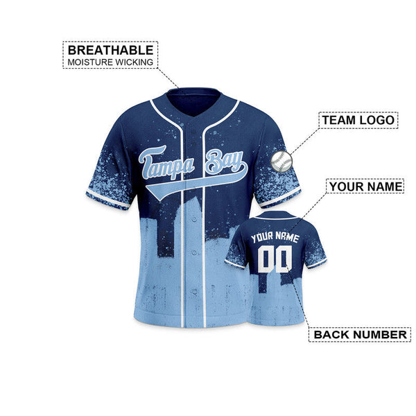 Custom 3D Graffiti Navy Light Blue-White Authentic Baseball Silhouette Jersey