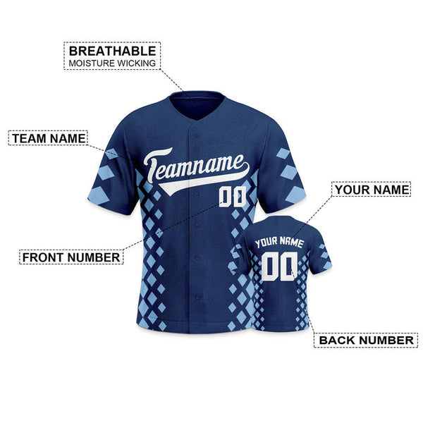 Custom Navy Light Blue-White Creative  Cool Concept Authentic Baseball Jersey