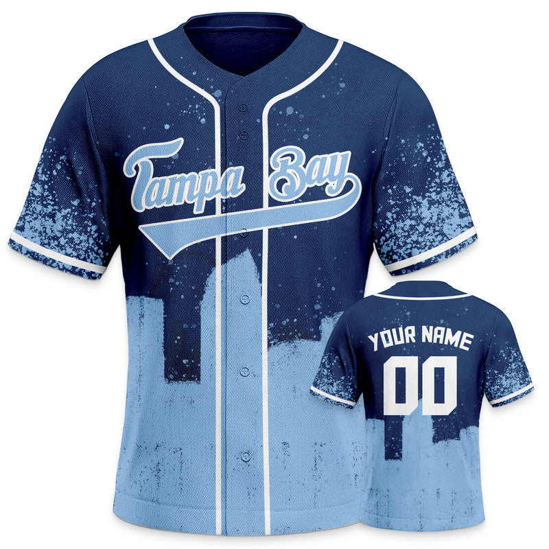 Custom 3D Graffiti Navy Light Blue-White Authentic Baseball Silhouette Jersey