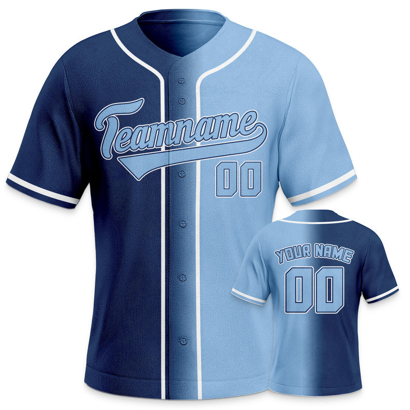 Custom Navy Light Blue-White Authentic Split Fashion Baseball Jersey1