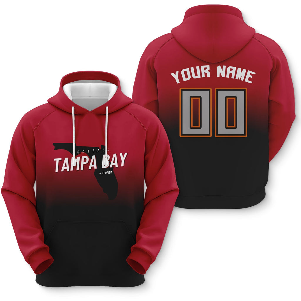 Custom Sports Pullover Sweatshirt City Tampa Bay Map Split Fashion Football Hoodie