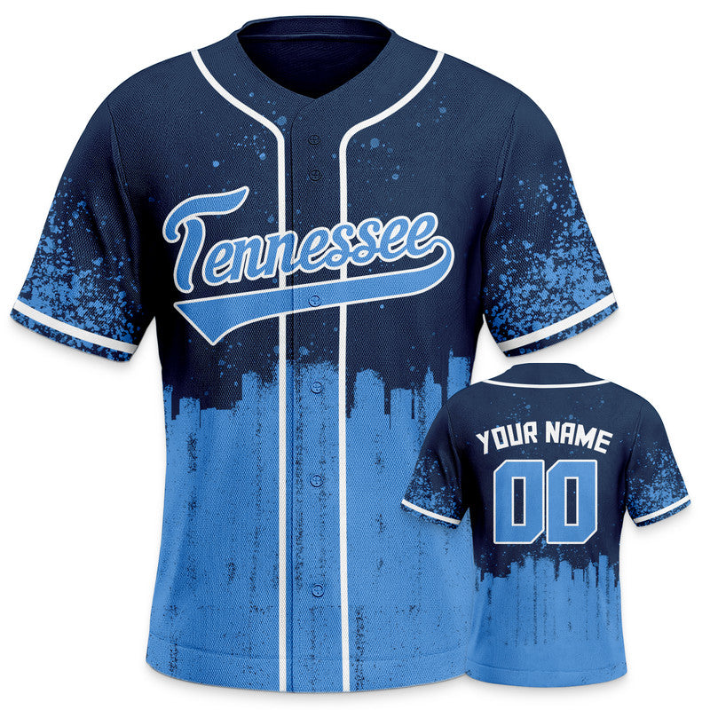 Custom 3D Graffiti Navy Light Blue-White Authentic Baseball Silhouette Jersey