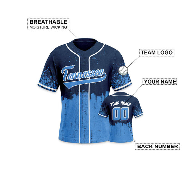 Custom 3D Graffiti Navy Light Blue-White Authentic Baseball Silhouette Jersey