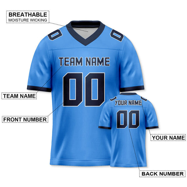 Custom Powder Blue Navy Mesh Authentic Football Jersey1