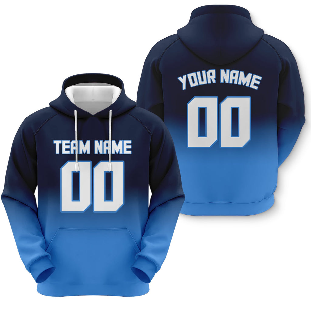 Custom Navy White-Powder Blue Sports Pullover Sweatshirt Split Fashion Football Hoodie