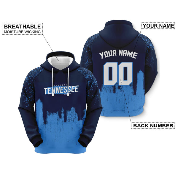 Custom Sports Pullover Sweatshirt Football Graffiti City Map Tennessee Fashion Hoodie