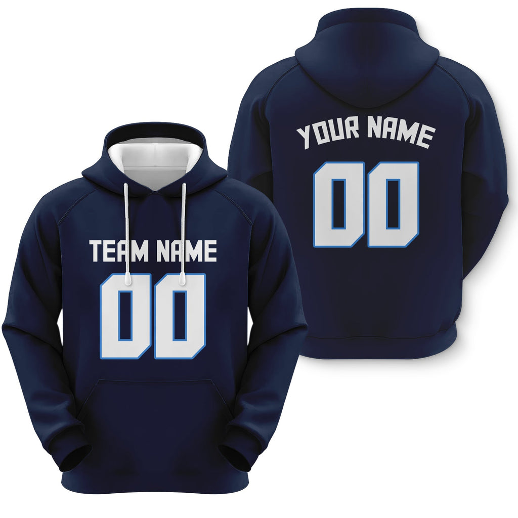 Custom Navy White-Powder Blue Sports Pullover Sweatshirt Football Hoodie