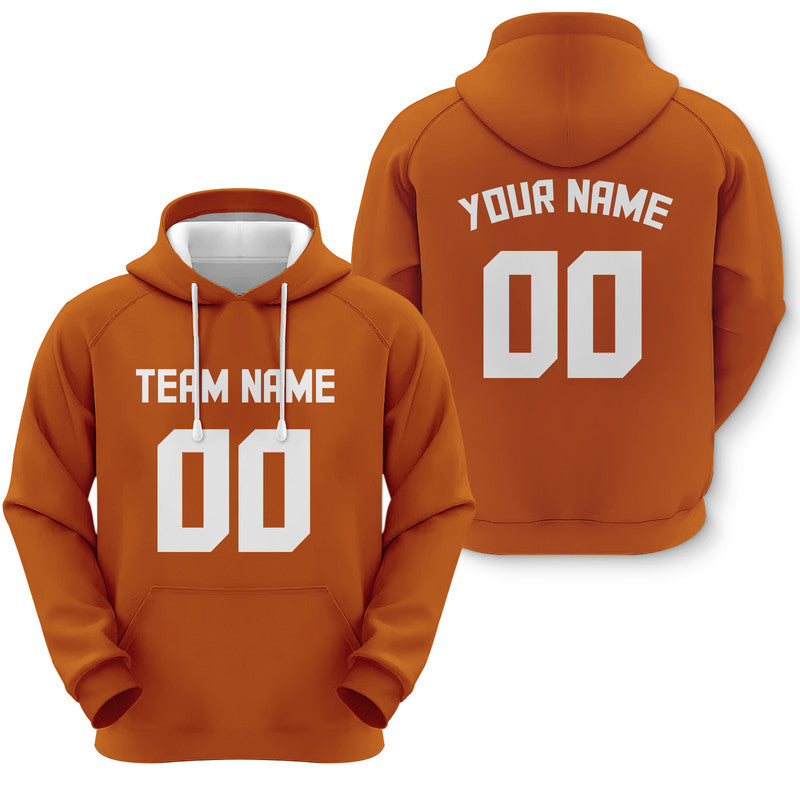 Custom Teaxas Orange White  Sports Pullover Sweatshirt  Football Hoodie