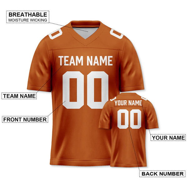 Custom Texas Orange White Mesh Authentic Football Jersey1