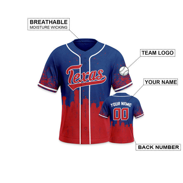 Custom 3D Graffiti Royal Red-White Authentic Baseball Silhouette Jersey