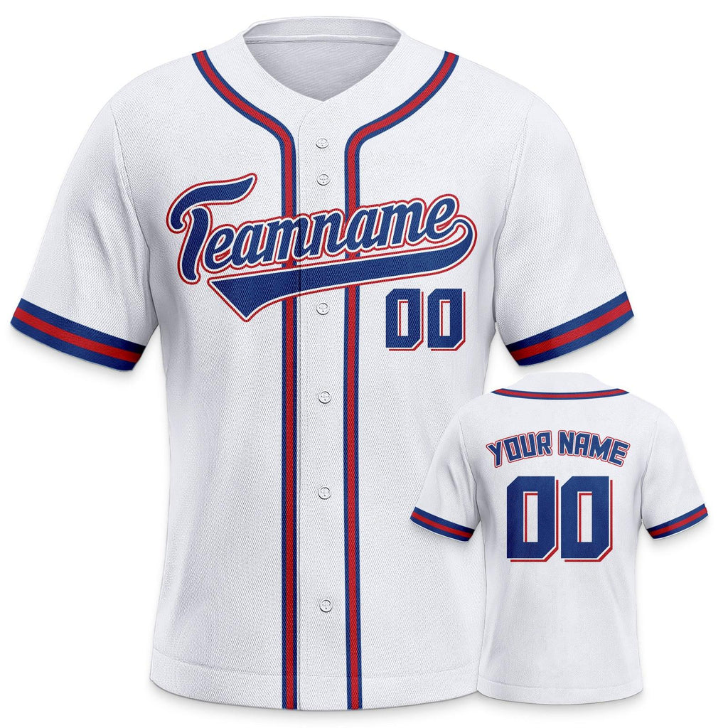 Custom White Royal-Red Authentic Classic Baseball Jersey