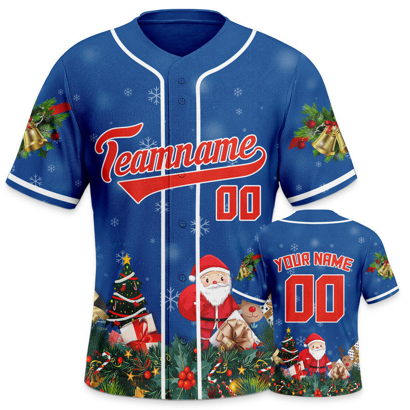 Christmas Day Custom Royal Red-White Santa Claus Authentic Baseball Jersey