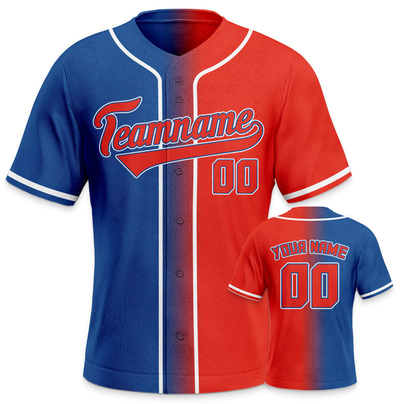 Custom Royal Red-White Authentic Split Fashion Baseball Jersey1