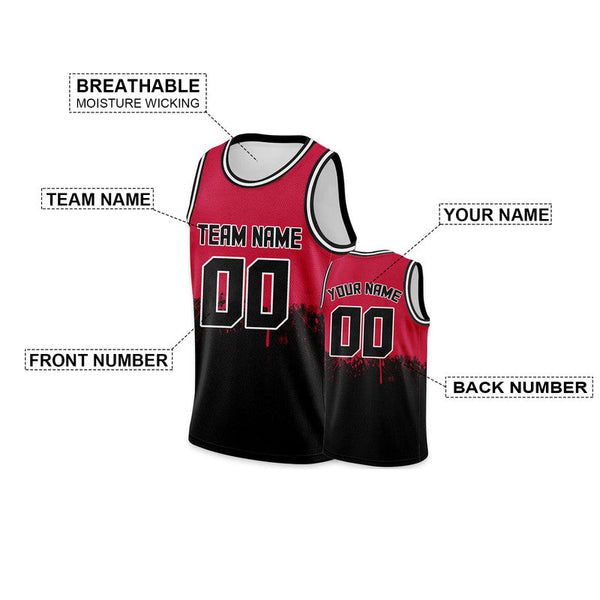 Custom Red Black-White Authentic Spilt Fashion Basketball Jersey