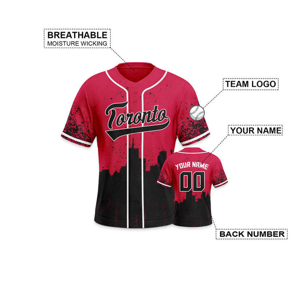 Custom 3D Graffiti Red Black-White Authentic Baseball Silhouette Jersey