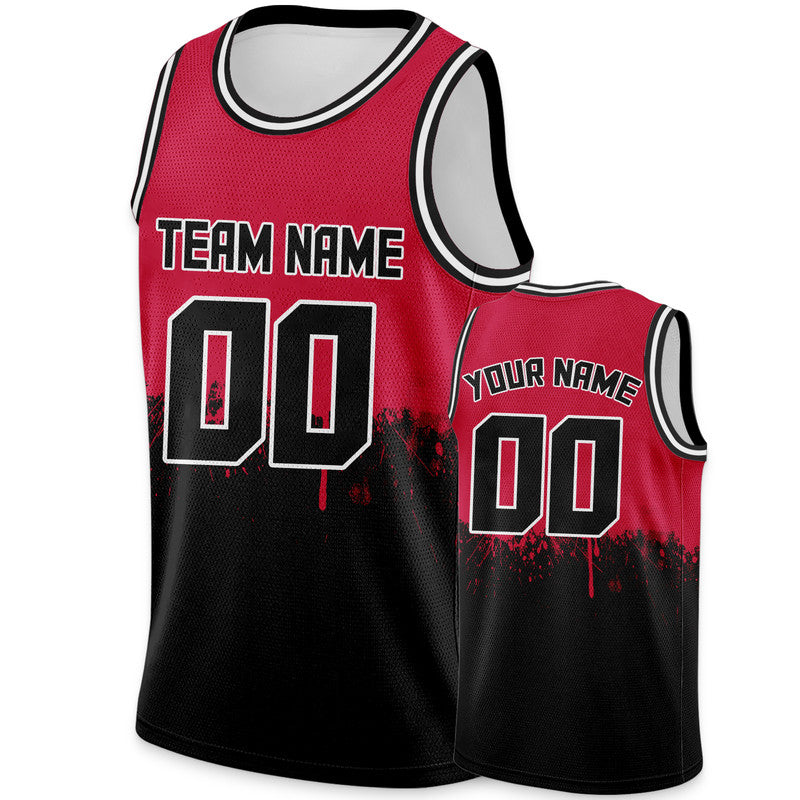 Custom Red Black-White Authentic Spilt Fashion Basketball Jersey