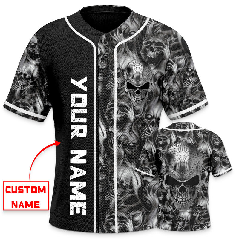 Tribal Tattoos Metal Skull Custom Baseball Jersey