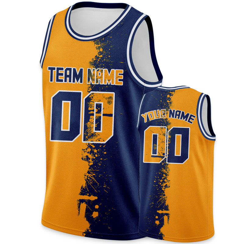 Custom Orange Navy-White Authentic Spilt Fashion Basketball Jersey