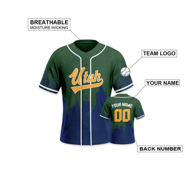 Custom 3D Graffiti Green Navy-Gold White Authentic Baseball Silhouette Jersey