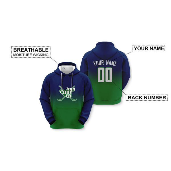 Custom Sports Pullover Sweatshirt Hockey Split Map Vancouver Fashion Hoodie