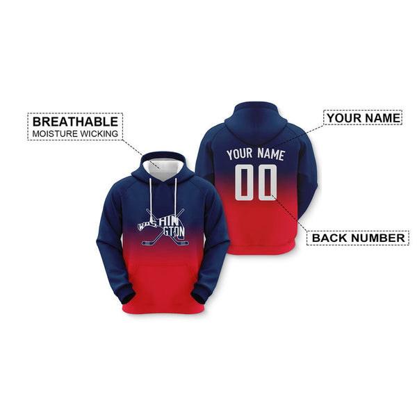 Custom Sports Pullover Sweatshirt Hockey Split Map Washington Fashion Hoodie