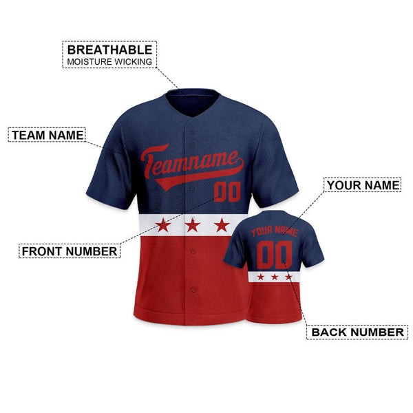 Custom Navy White-Red Creative  Cool Concept Authentic Baseball Jersey