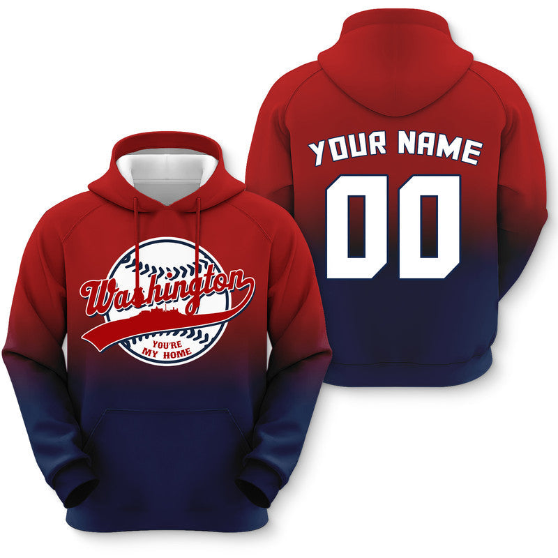 Custom Sports Pullover Sweatshirt Baseball City Washington You're My Home Split Fashion Hoodie