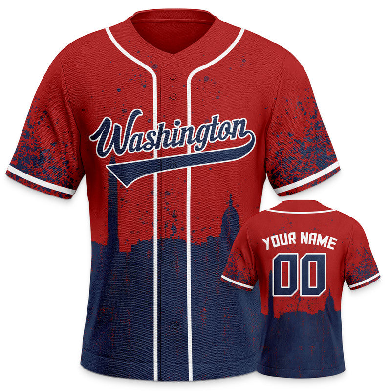 Custom 3D Graffiti Red Navy-White Authentic Baseball Silhouette Jersey