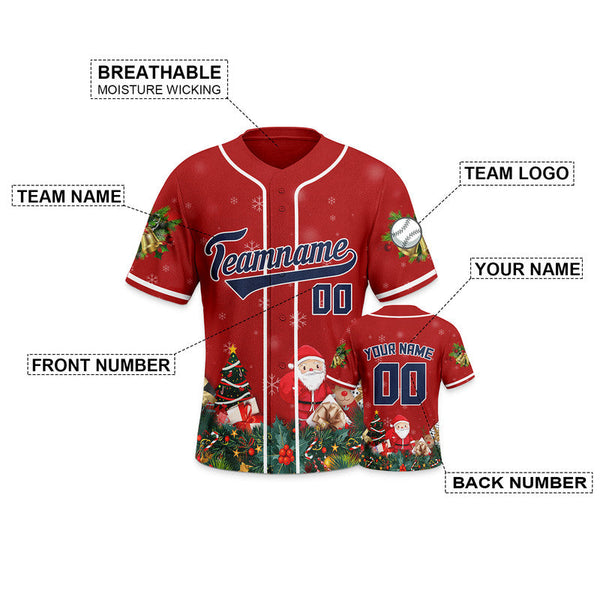 Christmas Day Custom Red Navy-White Santa Claus Authentic Baseball Jersey