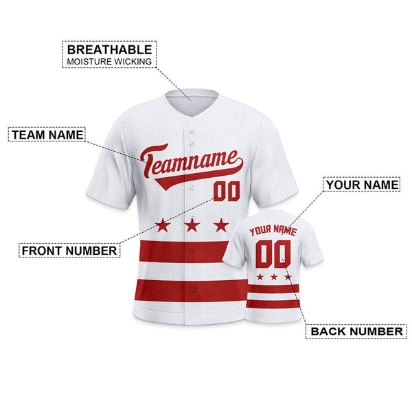 Custom White Red Creative  Cool Concept Authentic Baseball Jersey