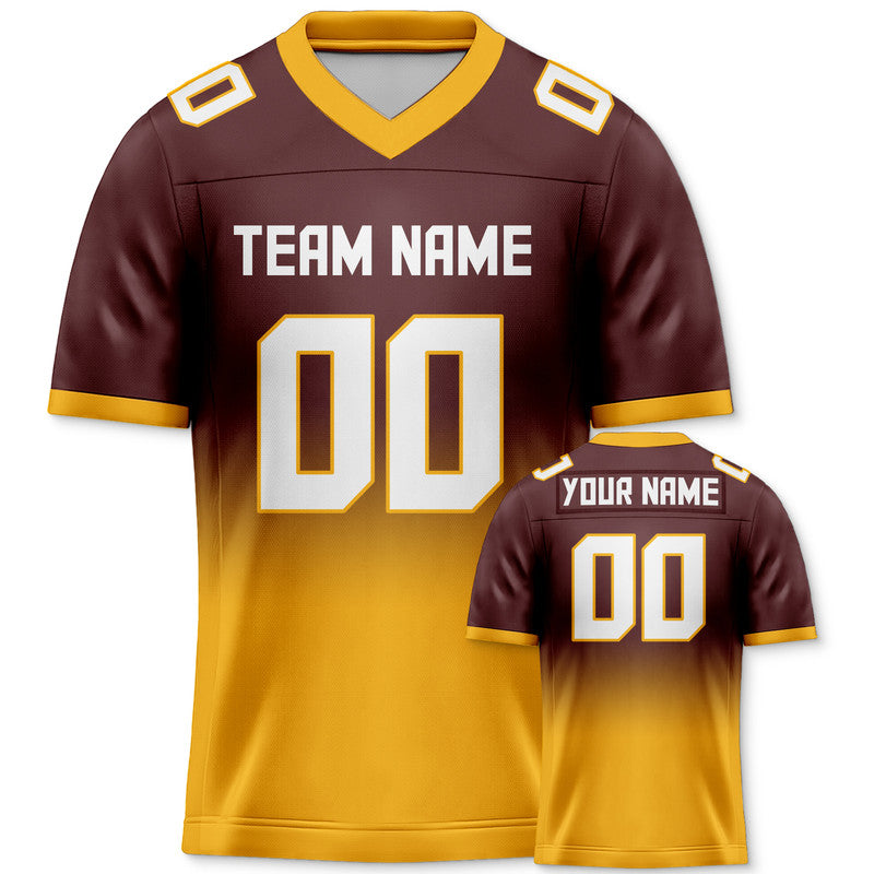 Custom Brown Gold-White Authentic Split Fashion Football Jersey