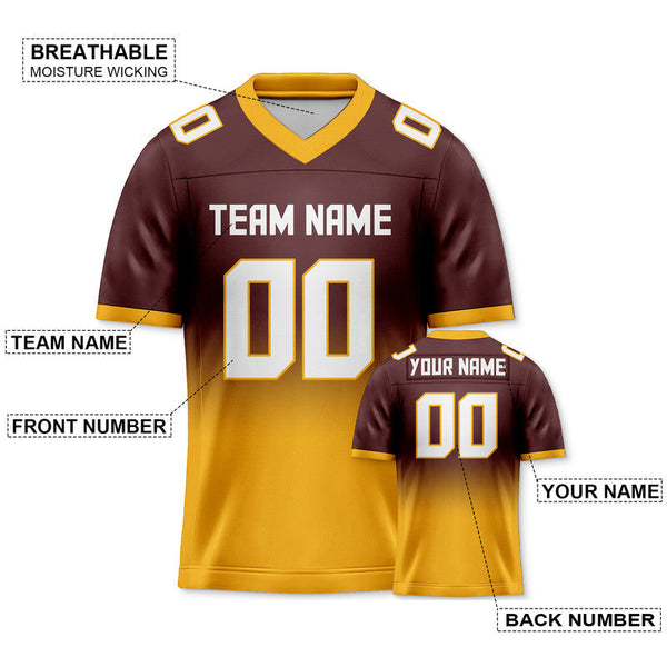 Custom Brown Gold-White Authentic Split Fashion Football Jersey