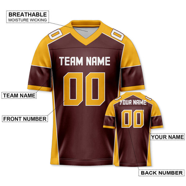 Custom Brown Gold-White Concept Version Authentic Football Jersey